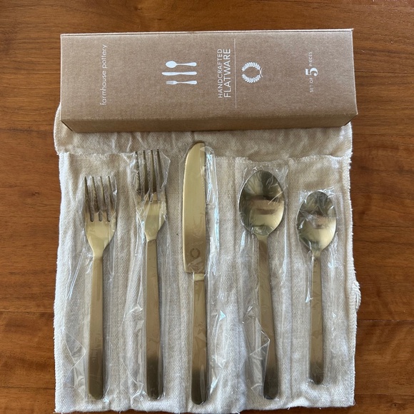 Farmhouse Pottery Other - NEW Brushed Gold Flatware "Farmhouse Pottery" brand (six sets of Stowe 5 piece)